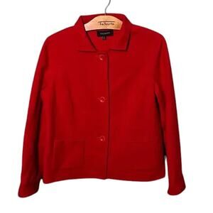 Talbots Classic Red Wool Blend Blazer Jacket Size 8